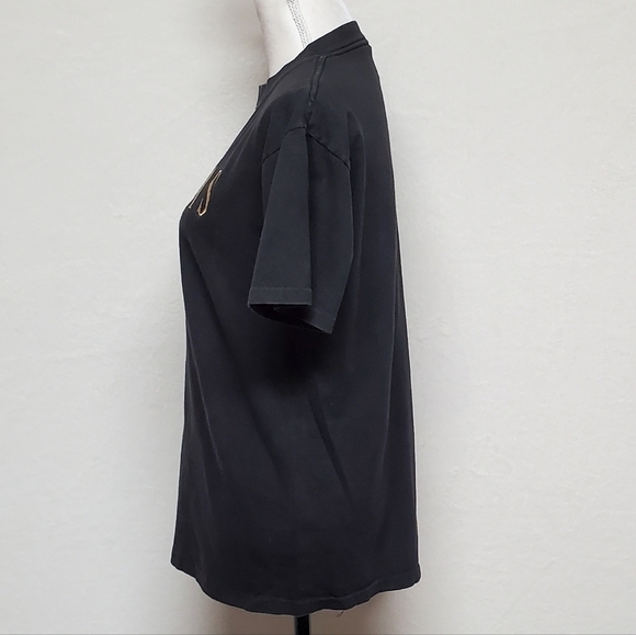 Vintage 1990s Oneita Washed Black Las Vegas Nevada Gold Embroidered Graphic Tee - Picture 6 of 11